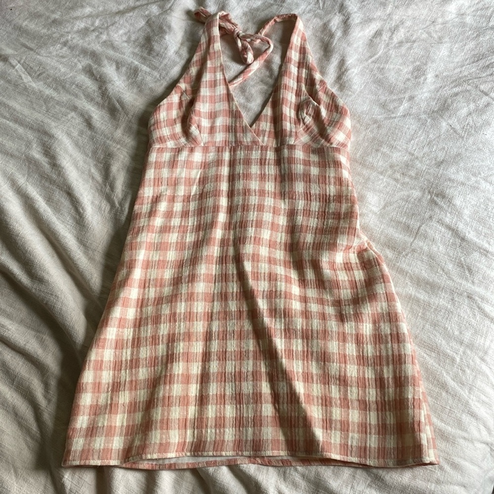 Size 5 checkered halter neck mini dress